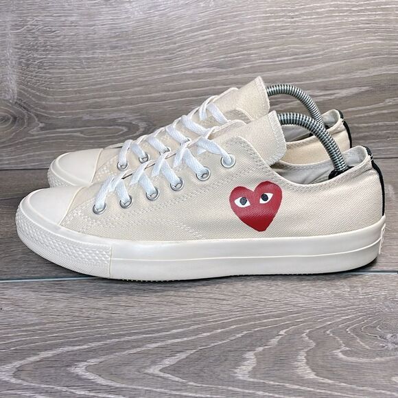 Converse Comme des Garçons Play Women’s Sz 10 Single Heart Chuck Cream Sneakers - Picture 3 of 10